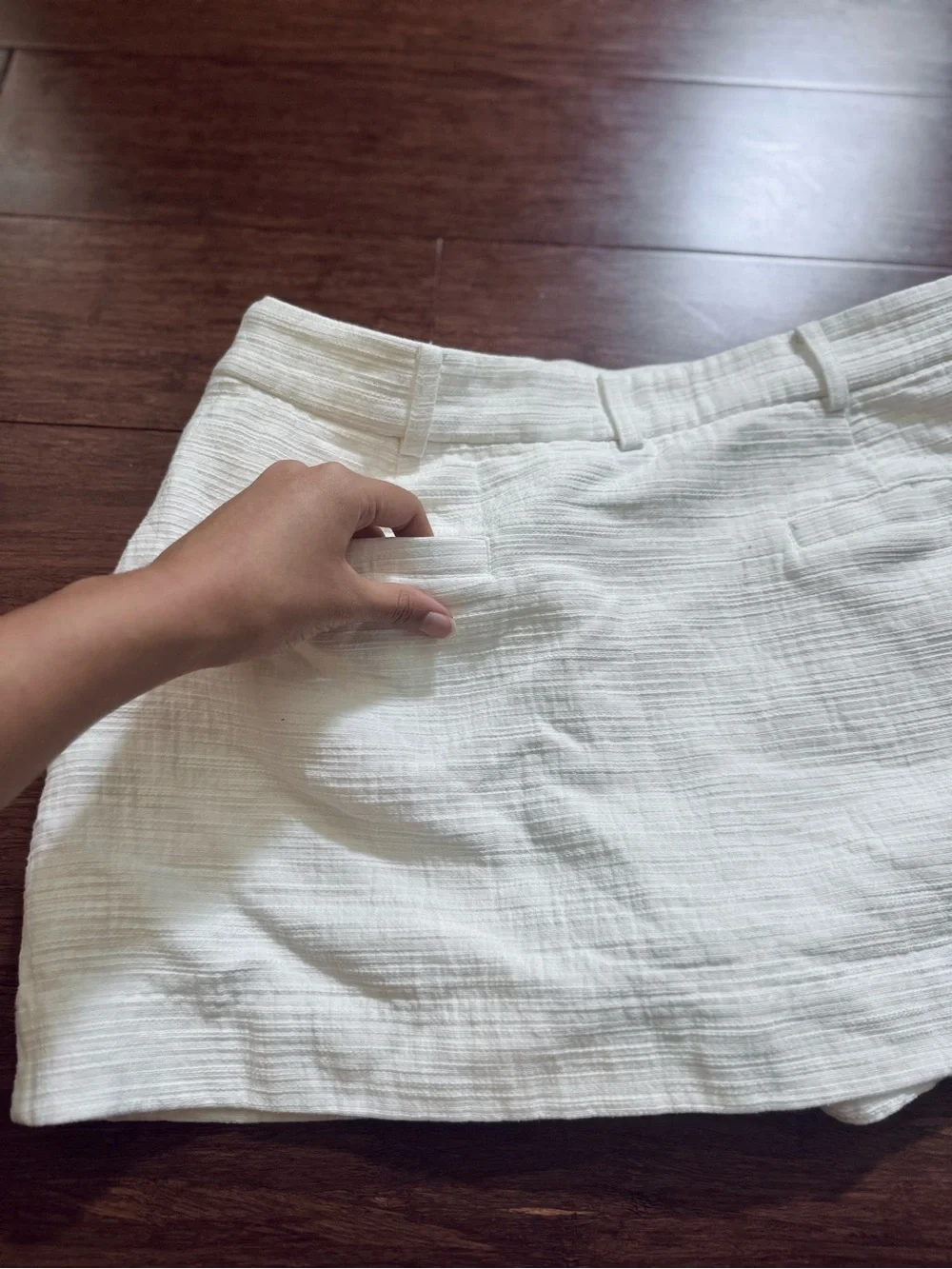 Sovere Cove Skort 100% Cotton Tweed Texture A-Line Shorts Mini Skirt Chalk White
